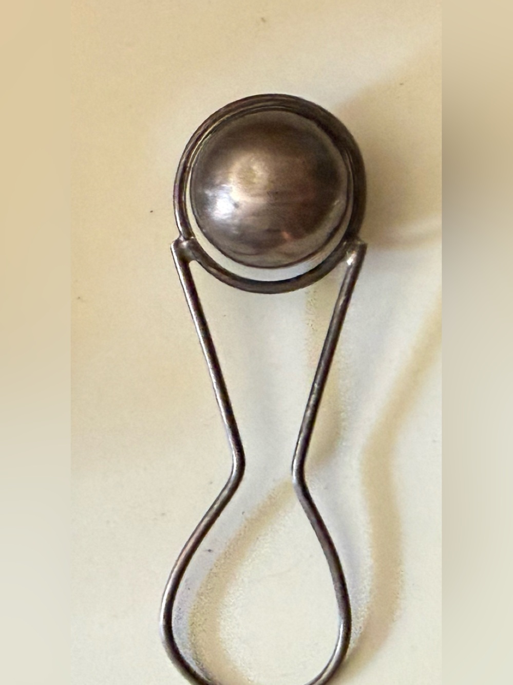 Vintage Rare 925 Baby Rattle,loop-and-ball, approx.mid-20th-century,Has Hallmark - Picture 2 of 5